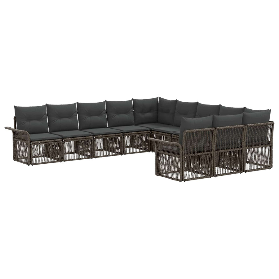 Tuinbankenset 11 pcs Grijs poly rattan