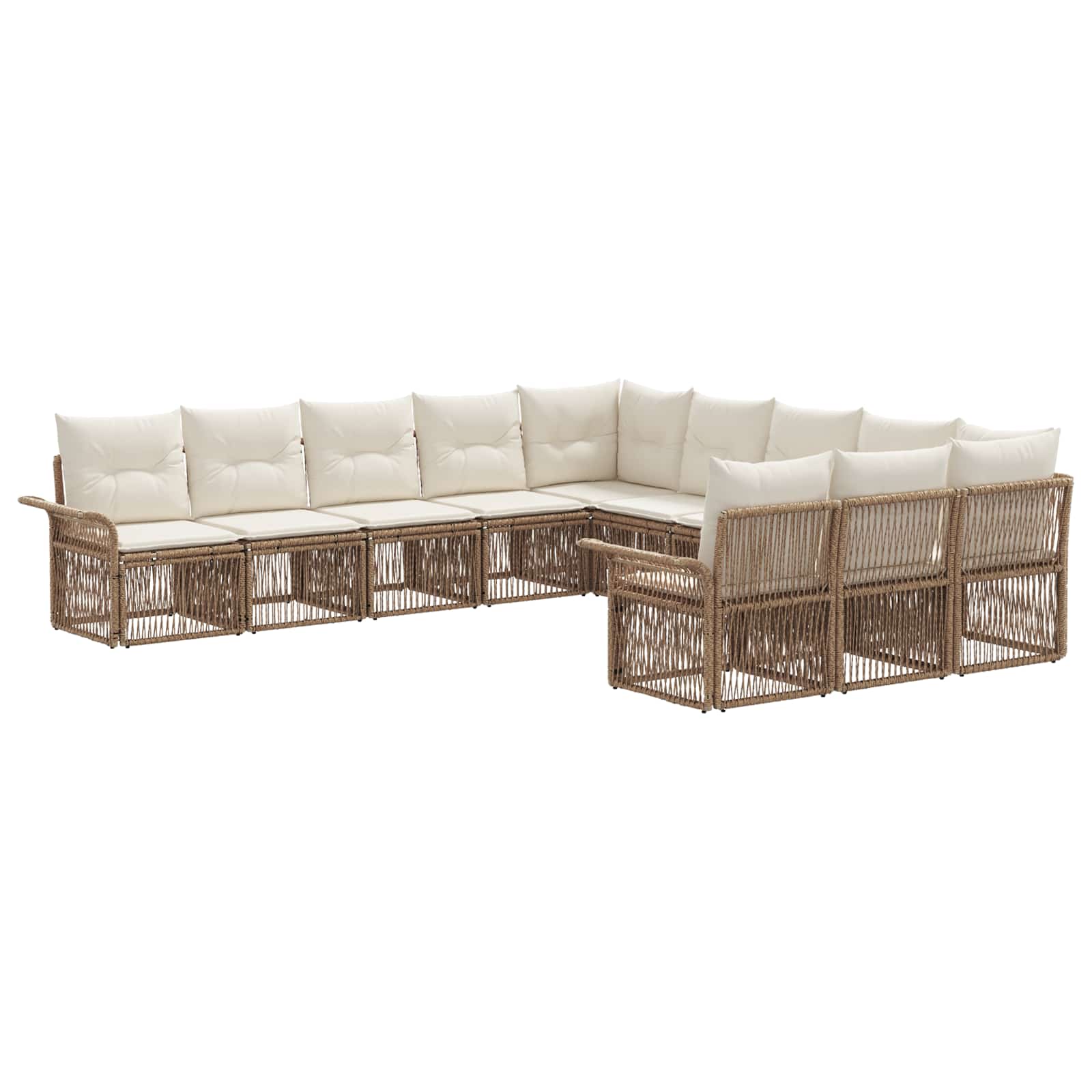 Tuinbankenset 11 pcs Beige poly rattan