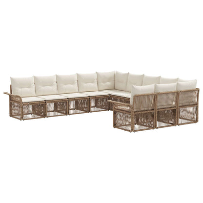 Tuinbankenset 11 pcs Beige poly rattan