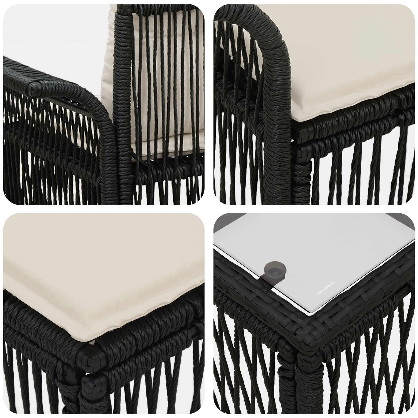 Tuinbankenset 12 pcs Zwart poly rattan