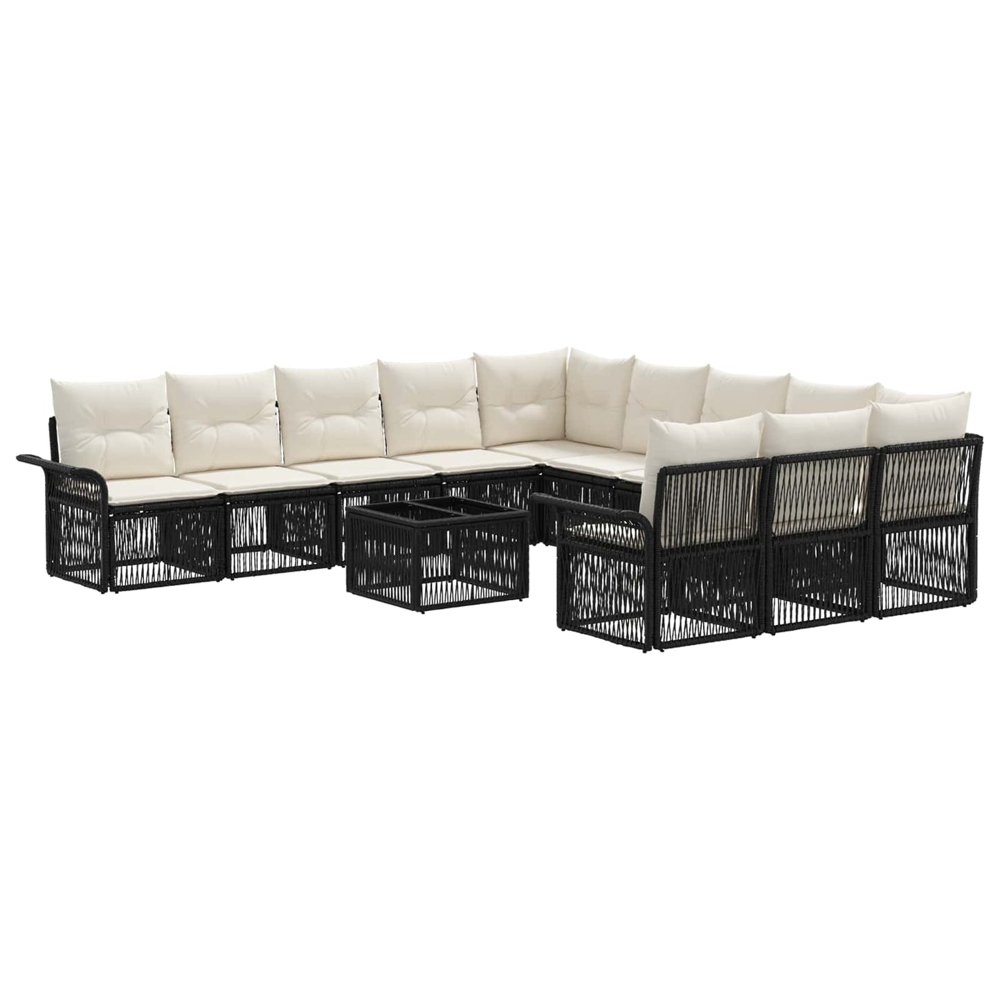 Tuinbankenset 12 pcs Zwart poly rattan