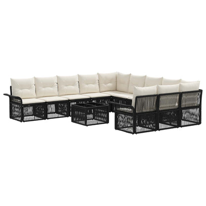 Tuinbankenset 12 pcs Zwart poly rattan