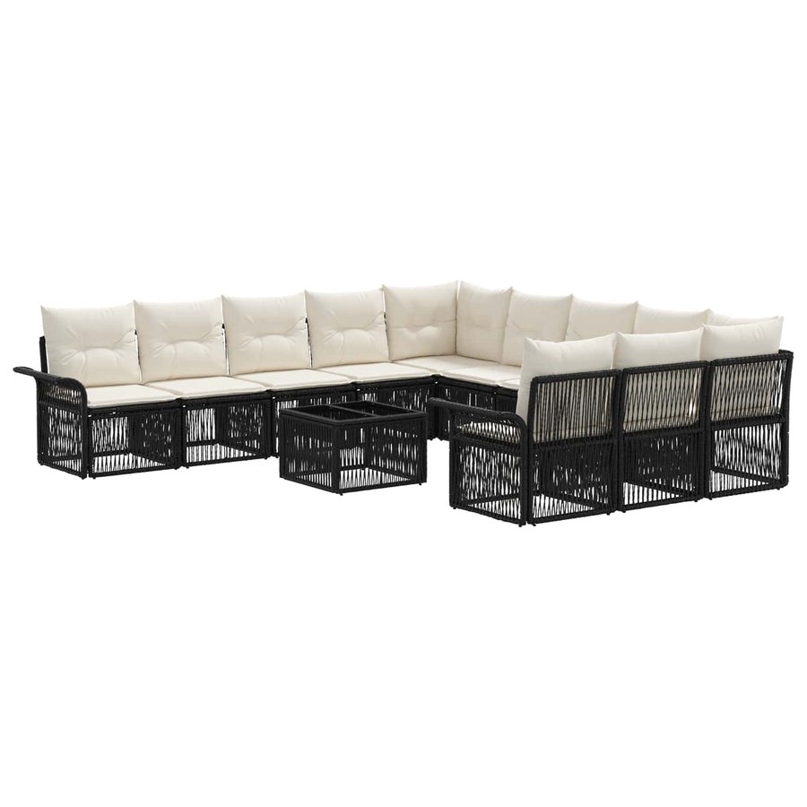 Tuinbankenset 12 pcs Zwart poly rattan