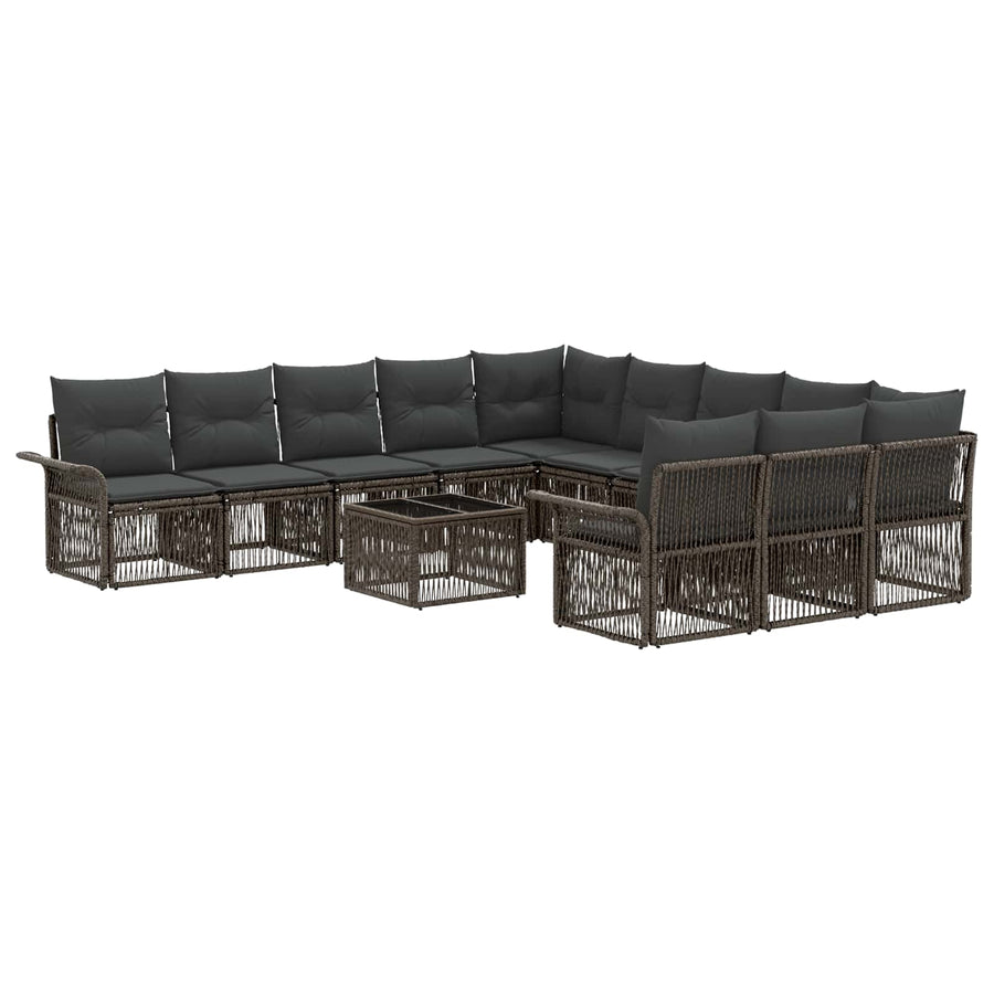 Tuinbankenset 12 pcs Grijs poly rattan
