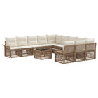 Garden bench set 12 pcs Beige poly rattan