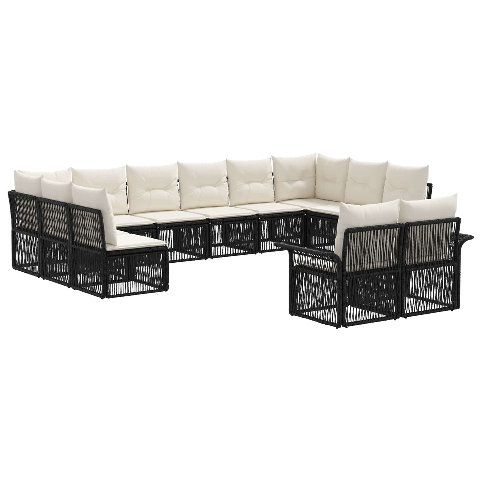 Tuinbankenset 12 pcs Zwart poly rattan