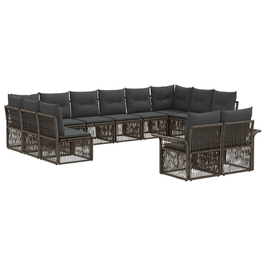 Tuinbankenset 12 pcs Grijs poly rattan