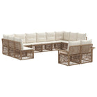 Tuinbankenset poly rattan beige 12-delig