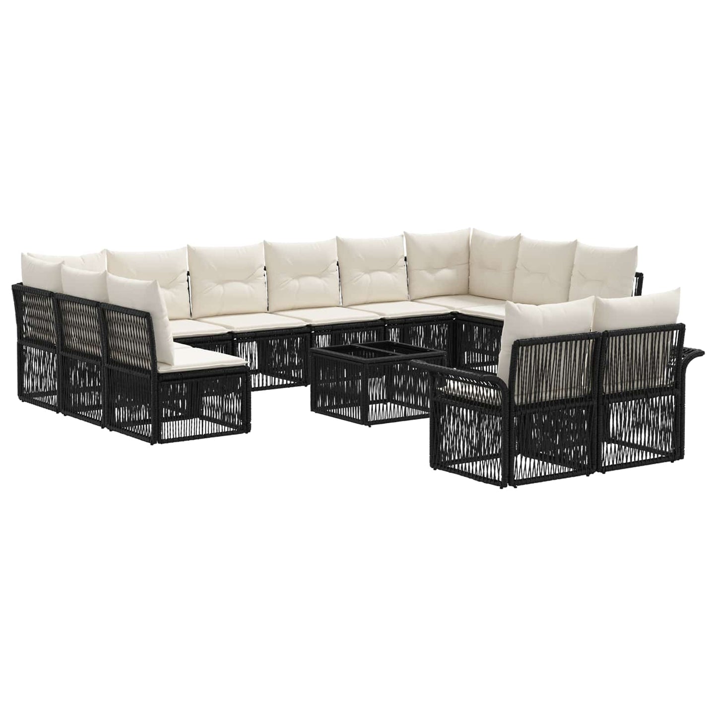 Tuinbankenset 13 pcs Zwart poly rattan
