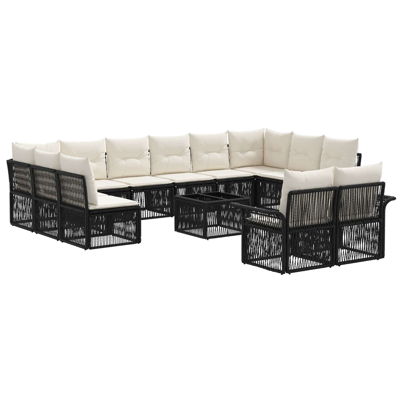 Tuinbankenset 13 pcs Zwart poly rattan