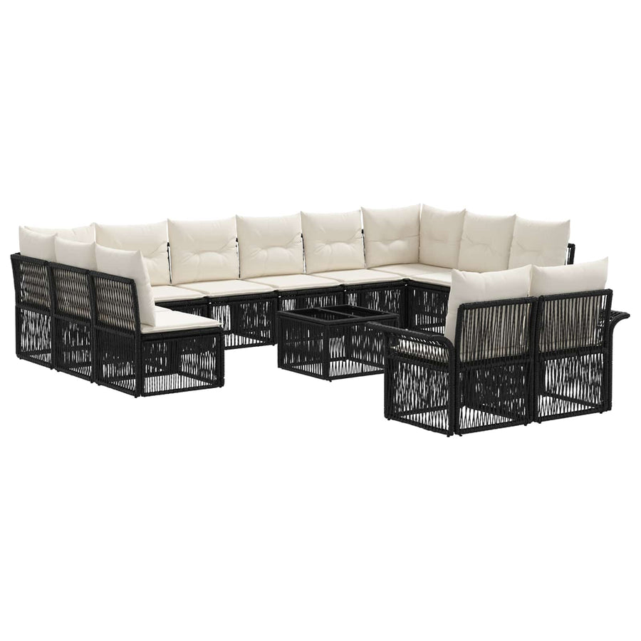 Tuinbankenset 13 pcs Zwart poly rattan