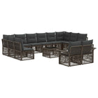 Garden Bench Set 13 pcs Grey poly rattan