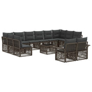 Tuinbankenset poly rattan grijs 13-delig