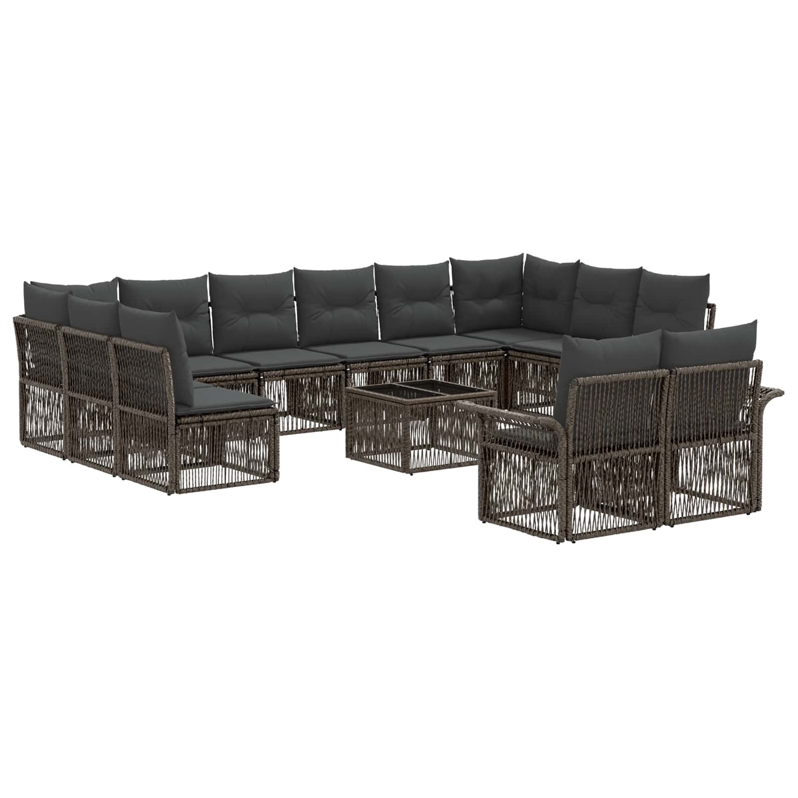 Tuinbankenset 13 pcs Grijs poly rattan