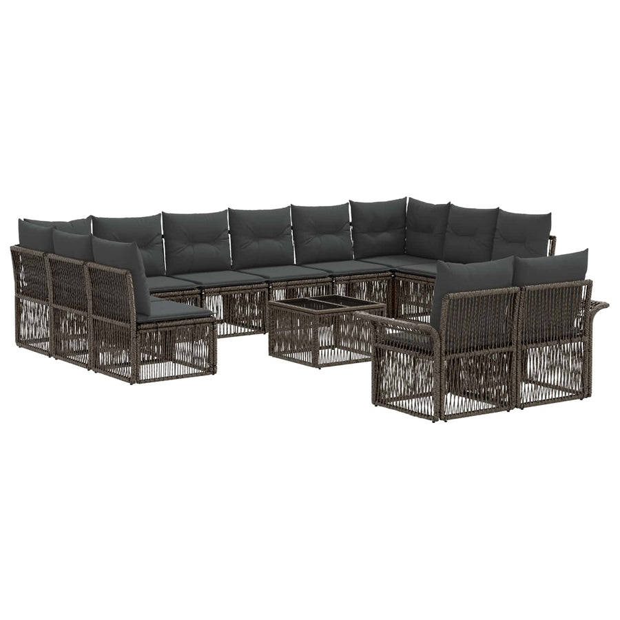 Tuinbankenset 13 pcs Grijs poly rattan
