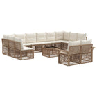 Garden bench set 13 pcs Beige poly rattan