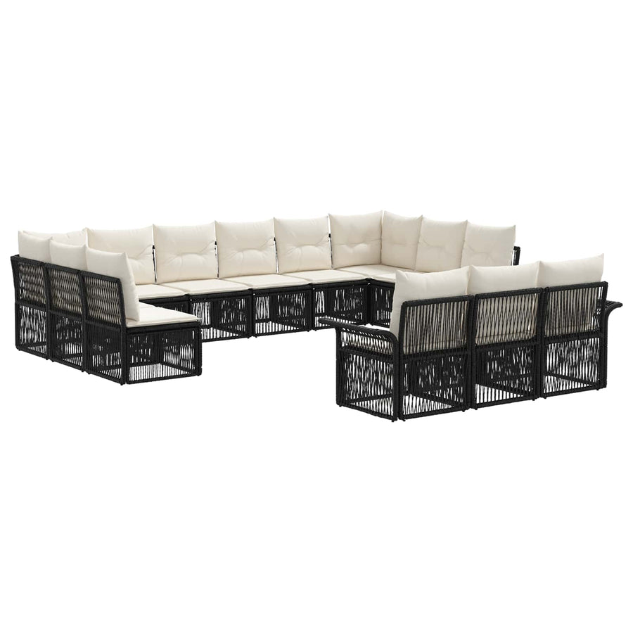 Tuinbankenset 13 pcs Zwart poly rattan