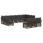 Tuinbankenset 13 personen poly rattan grijs