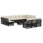 Garden lounge set 14 pcs Black poly rattan