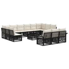 Tuinbankenset 14 pcs Zwart poly rattan