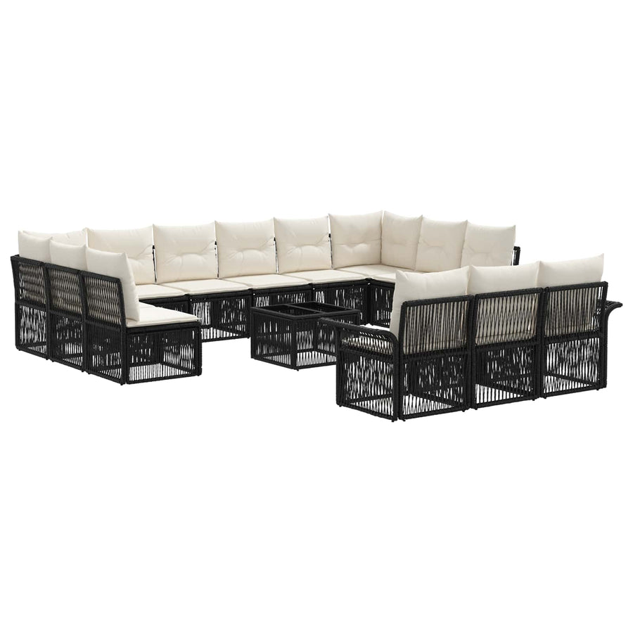 Tuinbankenset 14 pcs Zwart poly rattan