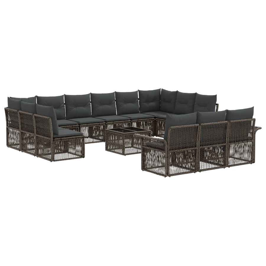Tuinbankenset 14 pcs Grijs poly rattan