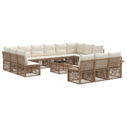 Tuinbankenset 14 pcs Beige poly rattan