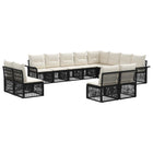 Tuinbankenset poly rattan zwart 12 zitplaatsen modulair