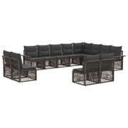 Tuinbankenset poly rattan grijs 12 personen modulair