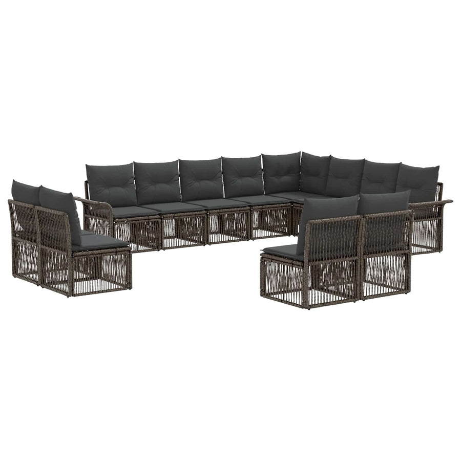 Tuinbankenset 12 pcs Grijs poly rattan