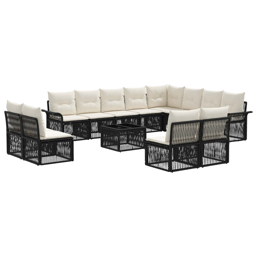 Tuinbankenset 13 pcs Zwart poly rattan