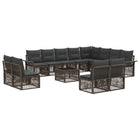 Garden Bench Set 13 pcs Grey poly rattan