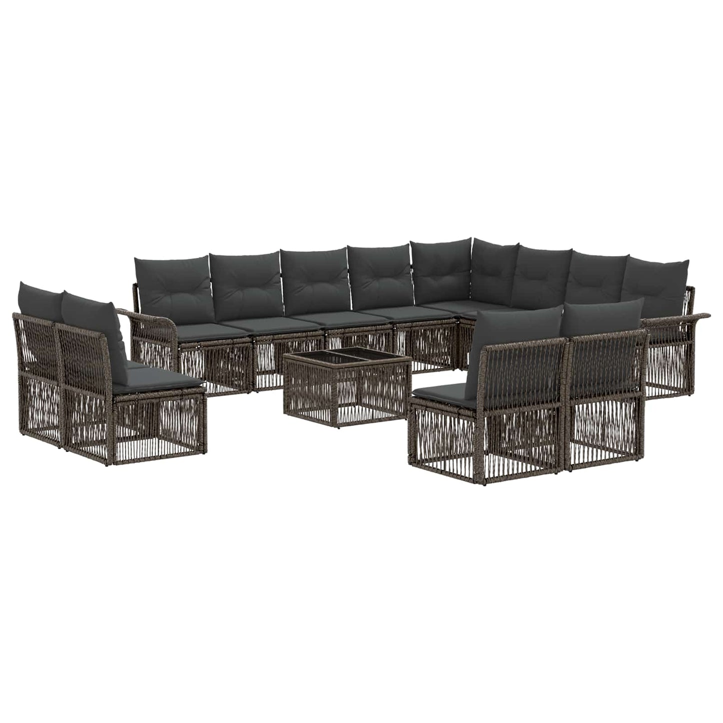 Tuinbankenset 13 pcs Grijs poly rattan