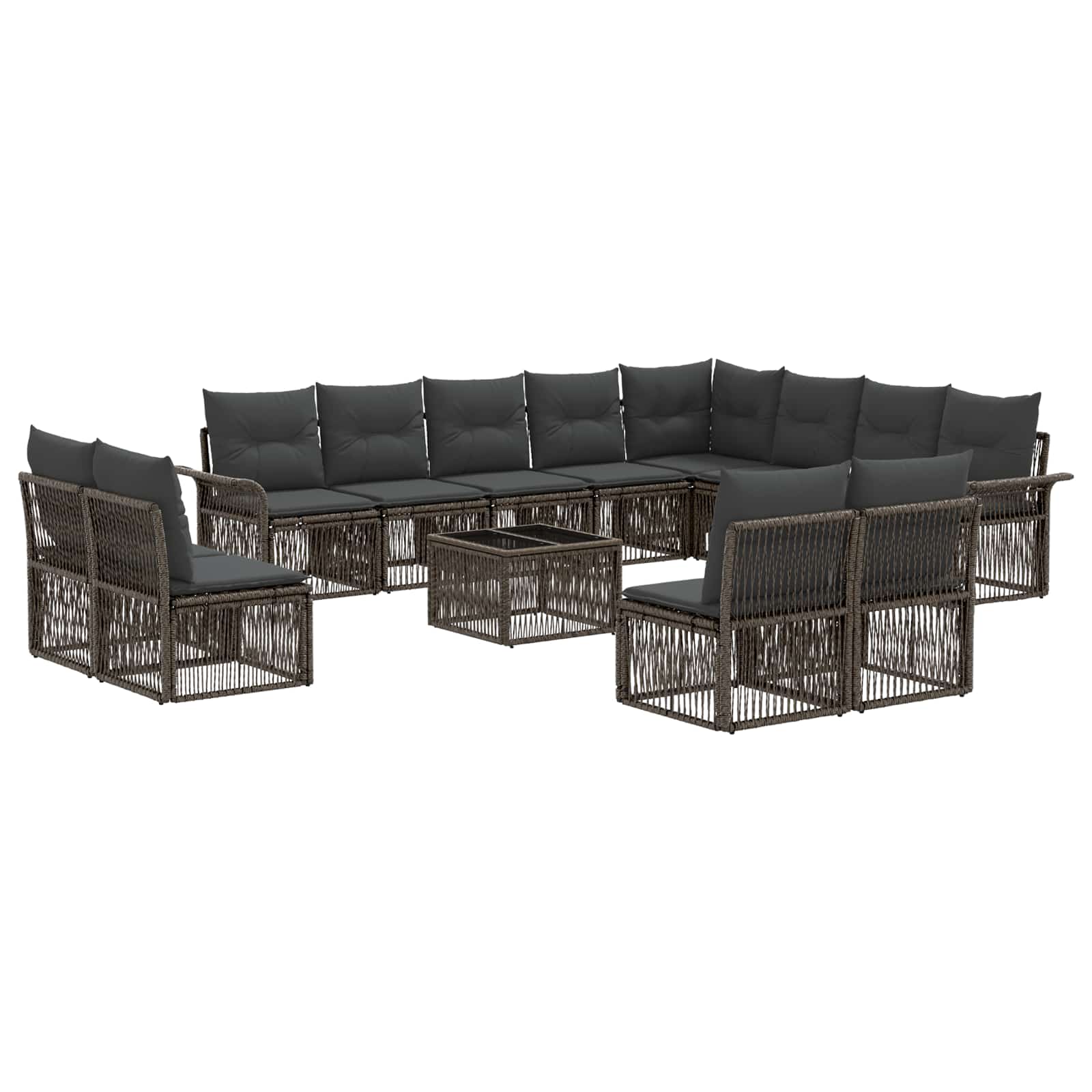 Tuinbankenset 13 pcs Grijs poly rattan