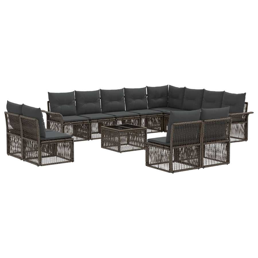 Tuinbankenset 13 pcs Grijs poly rattan
