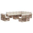 Garden bench set 13 pcs Beige poly rattan