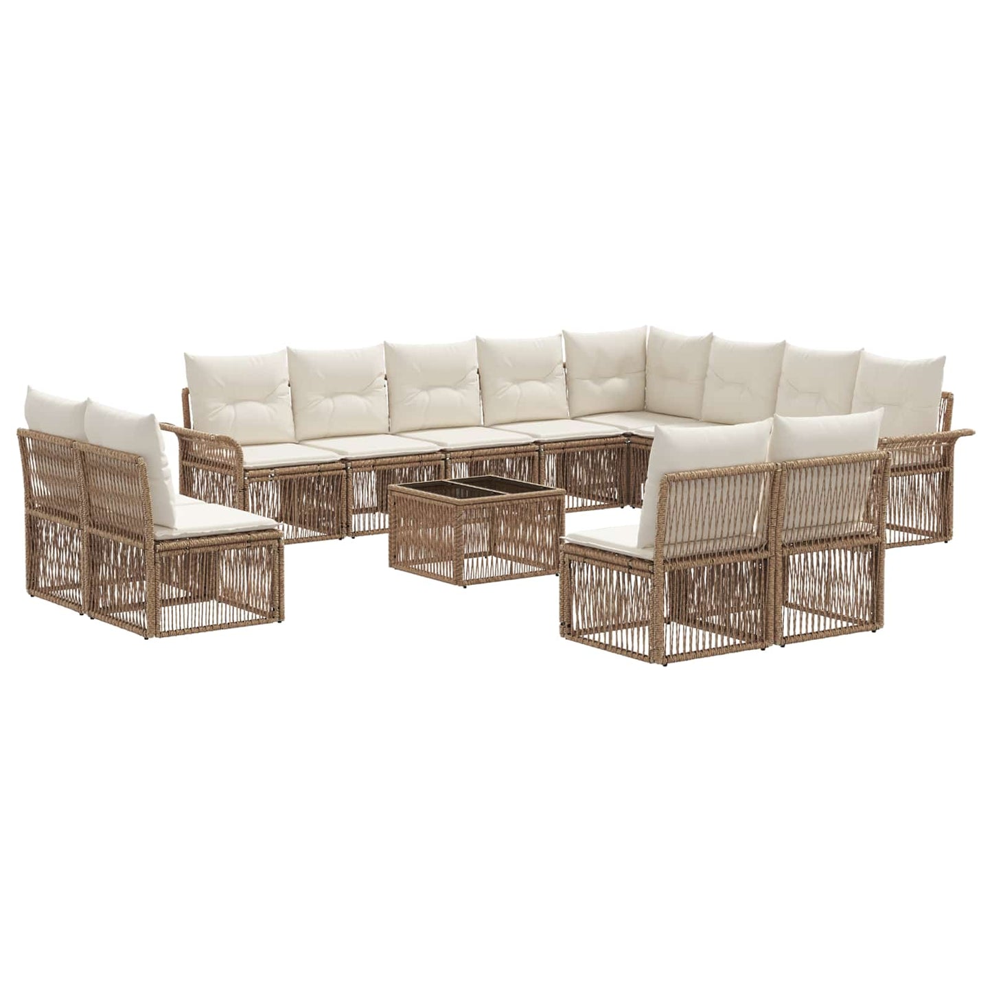 Tuinbankenset 13 pcs Beige poly rattan