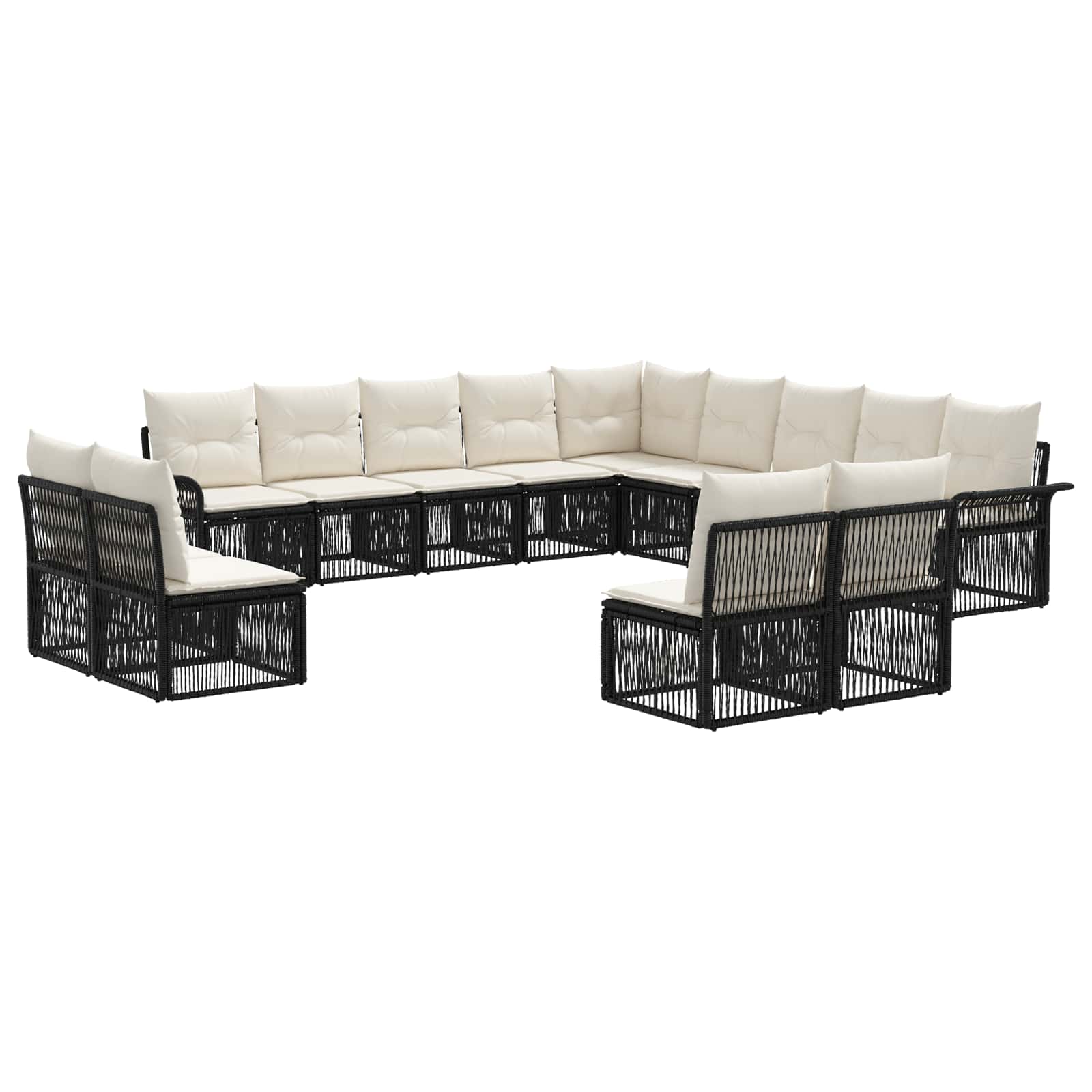 Tuinbankenset 13 pcs Zwart poly rattan