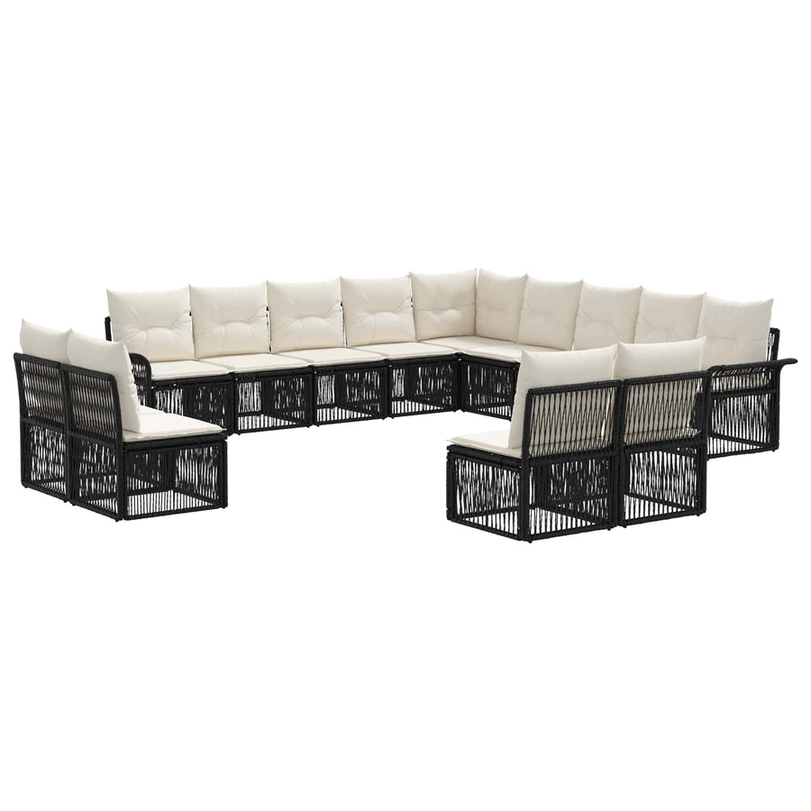 Tuinbankenset 13 pcs Zwart poly rattan
