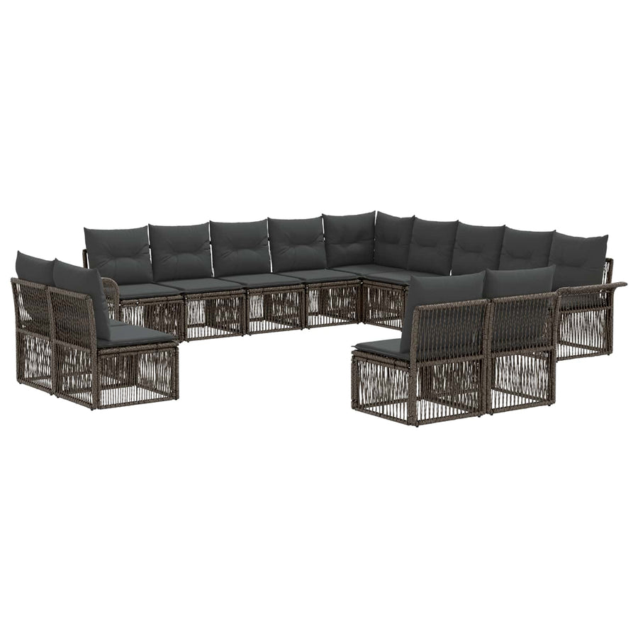 Tuinbankenset 13 pcs Grijs poly rattan