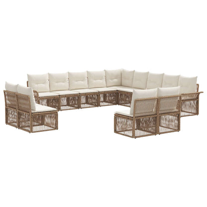 Tuinbankenset 13 pcs Beige poly rattan