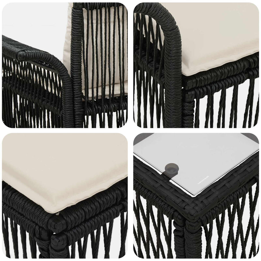 Tuinbankenset 14 pcs Zwart poly rattan