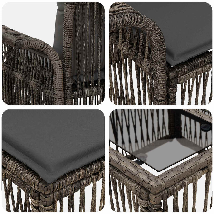 Tuinbankenset 14 pcs Grijs poly rattan