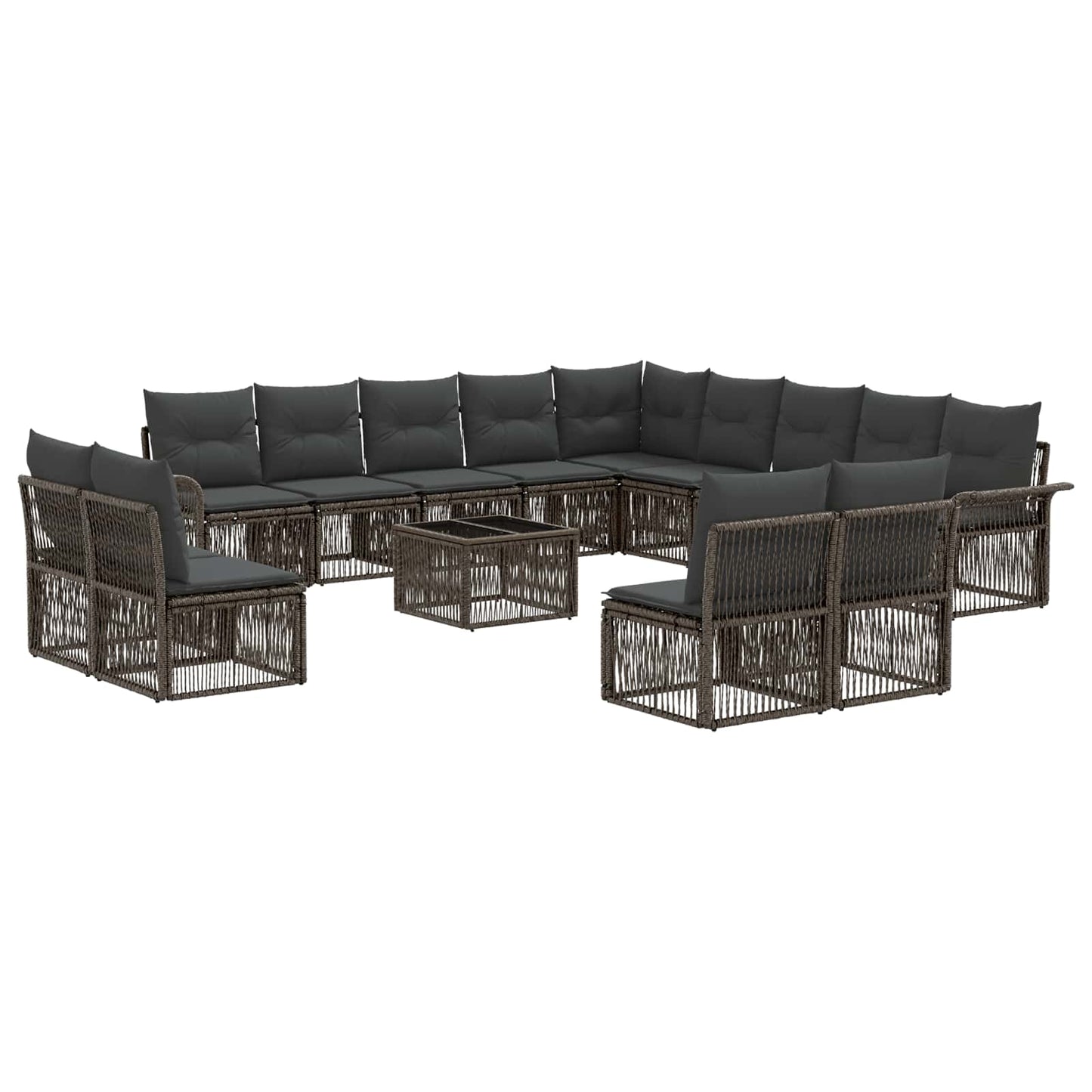 Tuinbankenset 14 pcs Grijs poly rattan