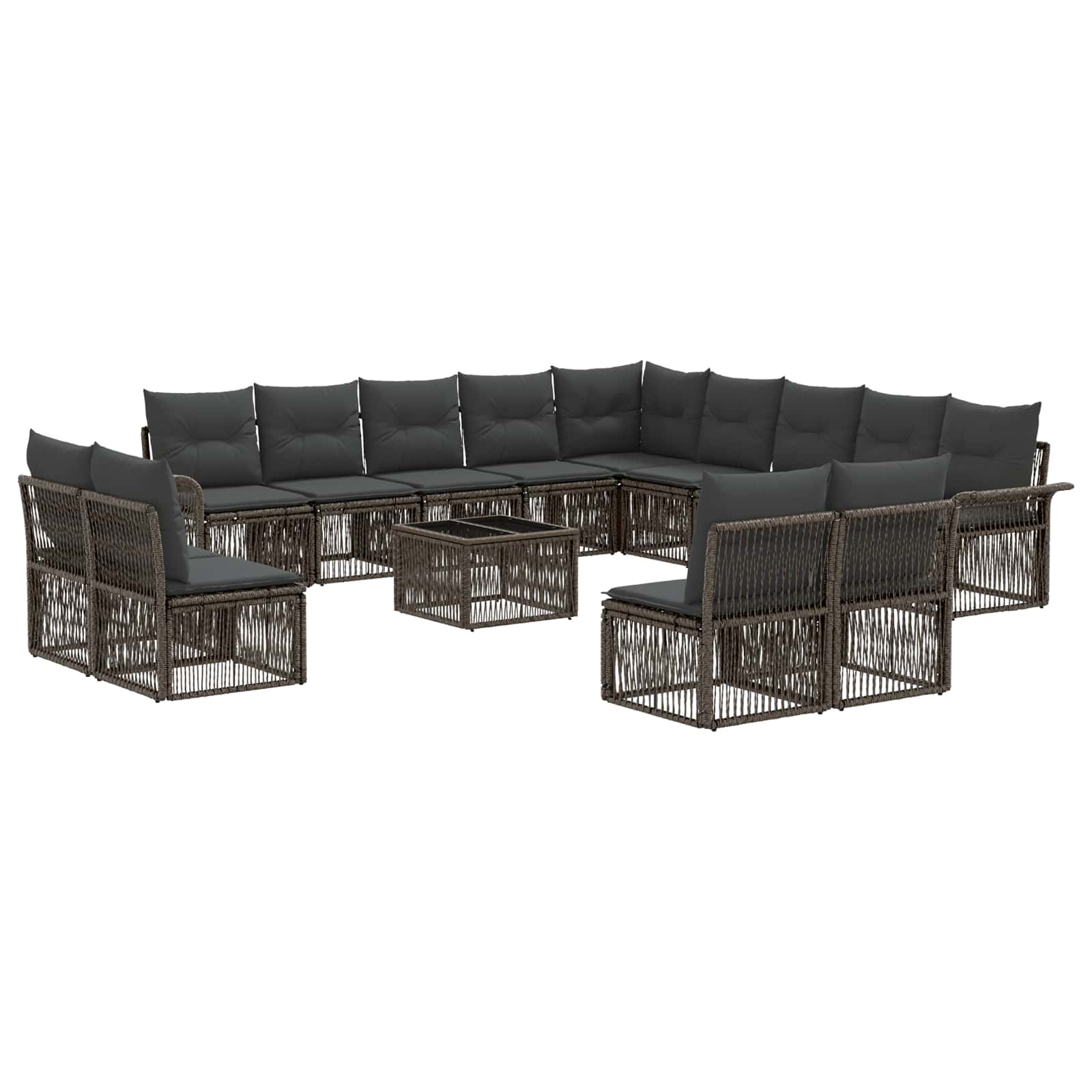 Tuinbankenset 14 pcs Grijs poly rattan