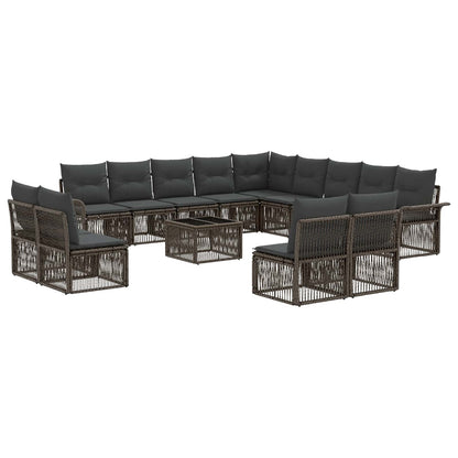 Tuinbankenset 14 pcs Grijs poly rattan