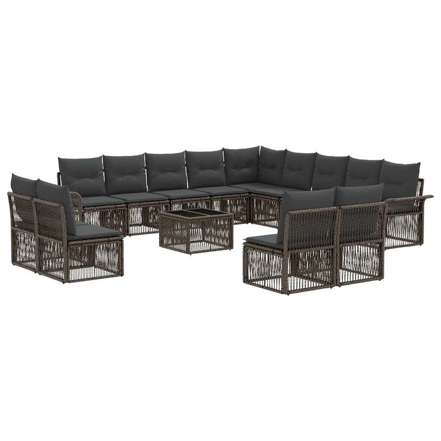 Tuinbankenset 14 pcs Grijs poly rattan