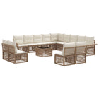 Garden Lounge Set 14 pcs Beige poly rattan
