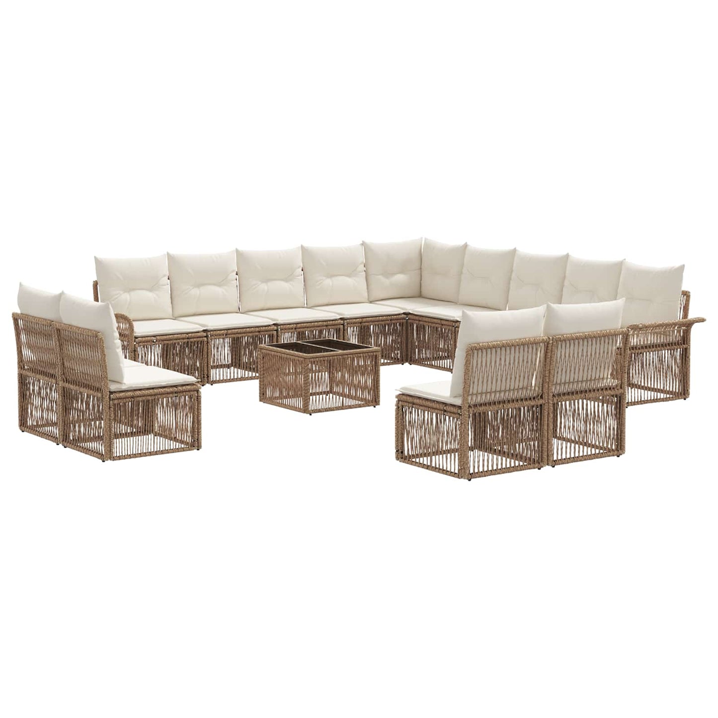 Tuinbankenset 14 pcs Beige poly rattan