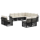 Tuinbankenset poly rattan zwart cream wit 23 zitplaatsen